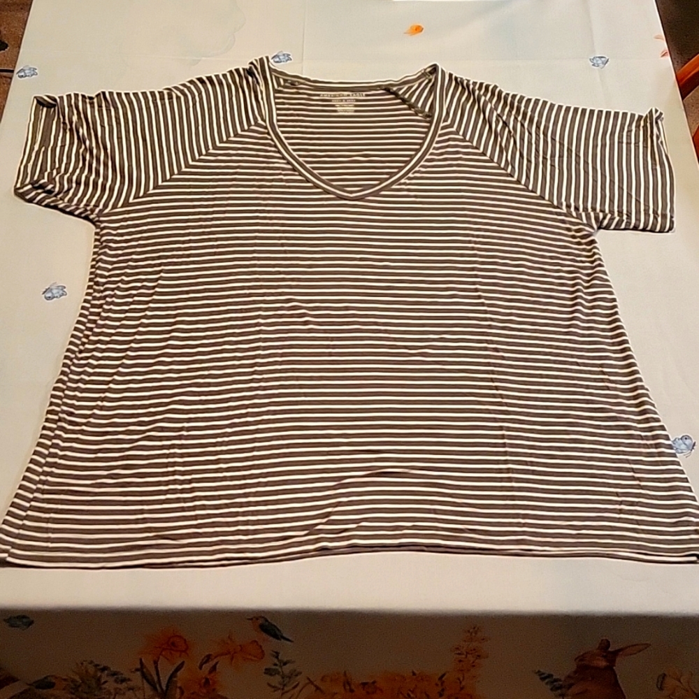 American Eagle Outfitters, Soft & Sexy, XXL, Olive & White Stripped, T- Shirt